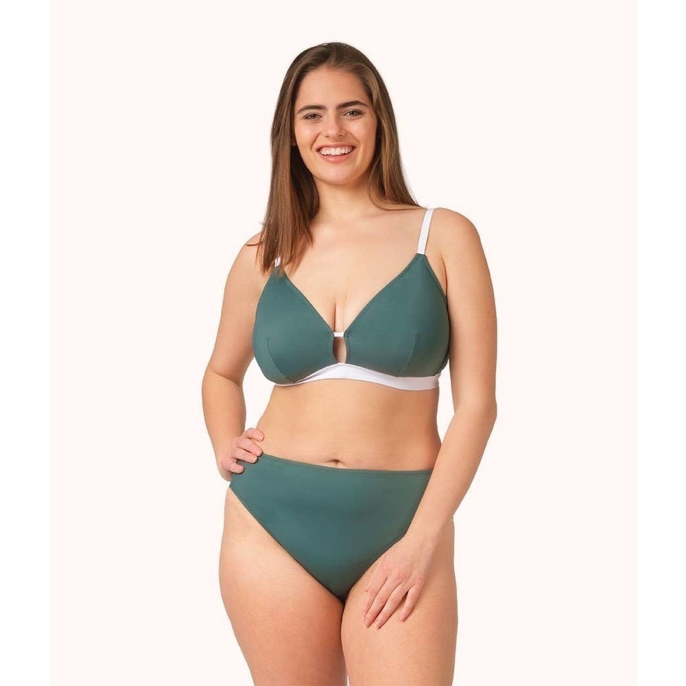 NWT Lively the Busty Bralette Bikini Top in Harbor Green/White